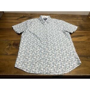 International Report Tropical Collection Blue Short Sleeve Button Up Shirt M
